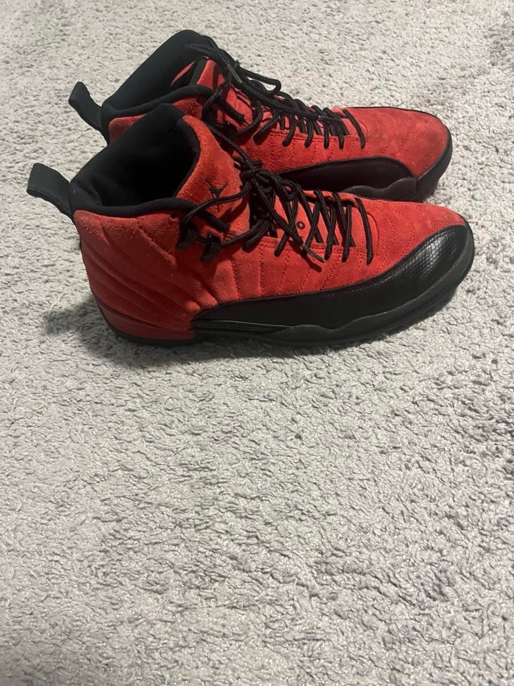 Jordan Men's Red and Black Suede Sneakers - Picture 3 of 4